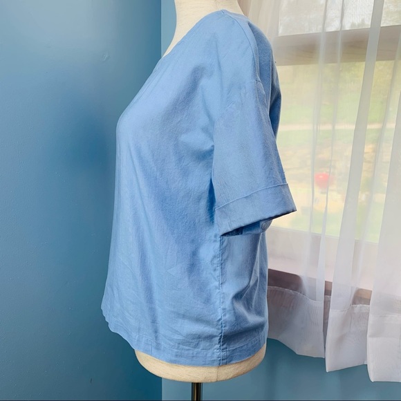 J. Crew Cotton Oxford Short Sleeve Cropped Top - Picture 3 of 8